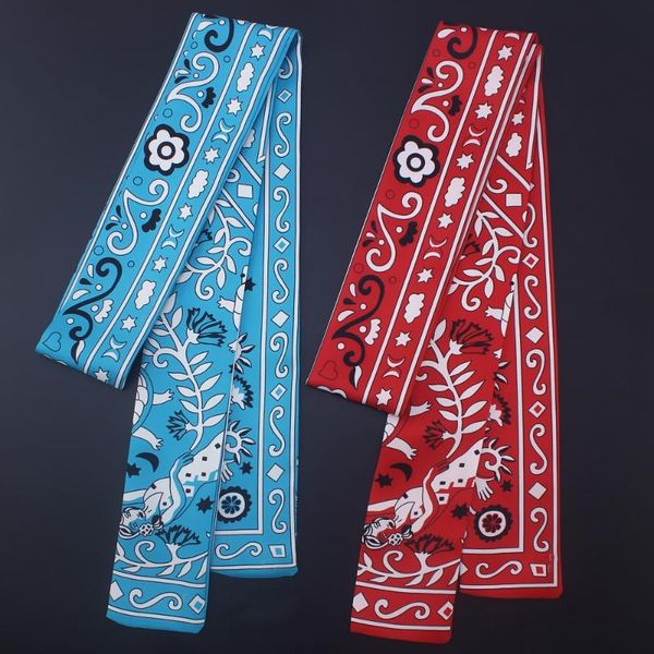130*6cm new style all-match bohemian silk scarf women tied bag handle ribbon hair band, Blue;gray
130*6cm new style all-match bohemian silk scarf women tied bag handle ribbon hair band, Blue;gray