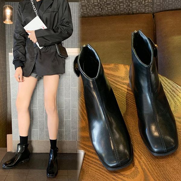 women shoes chic korean style metal plush warm cozy winter ankle boots metal zipper square head fashion shoes buty damskie, Black
women shoes chic korean style metal plush warm cozy winter ankle boots metal zipper square head fashion shoes buty damskie, Black