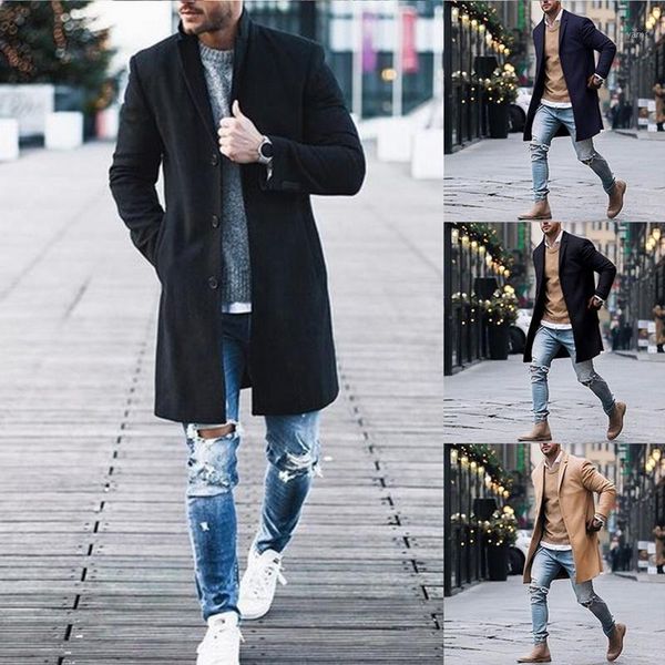 2019 winter wool jacket men's high-quality wool coat casual slim collar woolen coat men's long cotton collar trench1, Black 
2019 winter wool jacket men's high-quality wool coat casual slim collar woolen coat men's long cotton collar trench1, Black