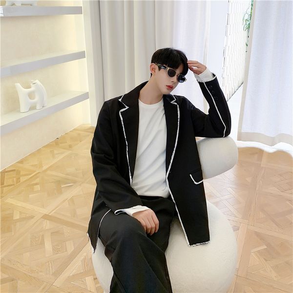 2021 new spring thin european station design sense shredded color cute little suit men's hair stylist jacket 7bcs, White;black
2021 new spring thin european station design sense shredded color cute little suit men's hair stylist jacket 7bcs, White;black