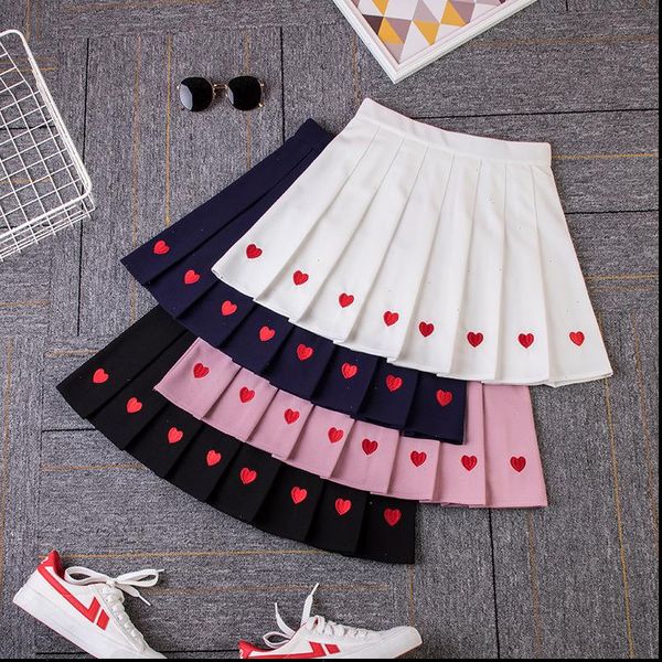 women 2020 summer pleated skirts harajuku fashion high waist pleated love embroidery skirt woman heart a line mini skirts, Black
women 2020 summer pleated skirts harajuku fashion high waist pleated love embroidery skirt woman heart a line mini skirts, Black