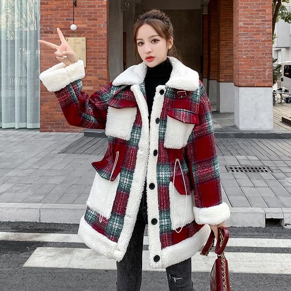 women's down & parkas red christmas woolen coat women korean winter overcoat loose plus size long sleeve femme elegant imitation lamb w, Black
women's down & parkas red christmas woolen coat women korean winter overcoat loose plus size long sleeve femme elegant imitation lamb w, Black