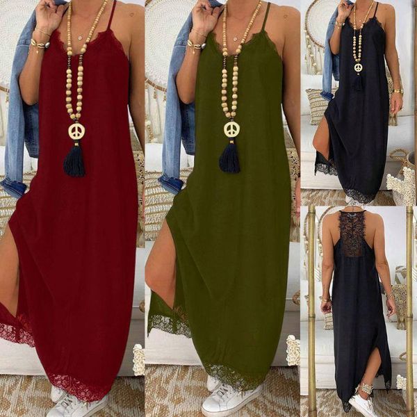 women summer beach boho v neck lace splicing sleeveless sling maxi dress sundress drop shipping good quality, Black;gray
women summer beach boho v neck lace splicing sleeveless sling maxi dress sundress drop shipping good quality, Black;gray