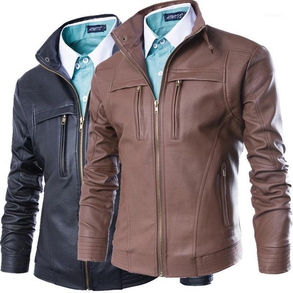 fashion black men faux leather jacket stand zippers bomber pu jackets and coats slim solid streetwear1
fashion black men faux leather jacket stand zippers bomber pu jackets and coats slim solid streetwear1