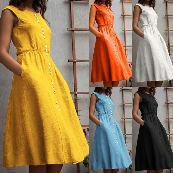 beach dress women round neck sleeveless buttons pockets solid casual loose summer dress drop shipping good quality, Black;gray
beach dress women round neck sleeveless buttons pockets solid casual loose summer dress drop shipping good quality, Black;gray