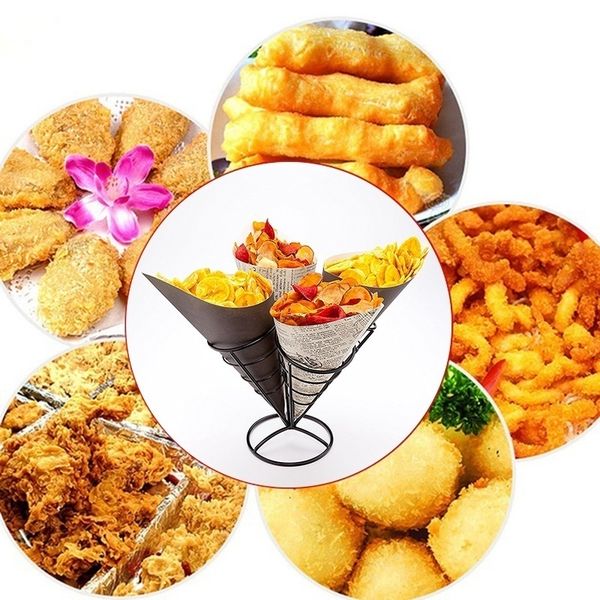 4in1 french fry stand cone basket holder black iron rack ice cream shape food shelves bowl kitchen potato fries chips appetizers
4in1 french fry stand cone basket holder black iron rack ice cream shape food shelves bowl kitchen potato fries chips appetizers
