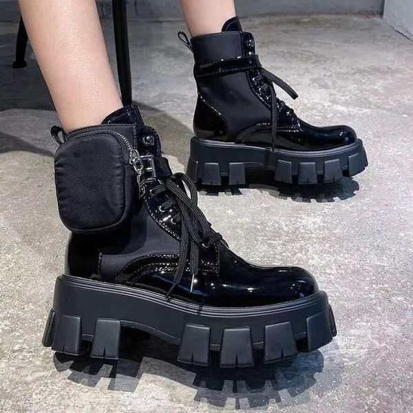 women's boots 2020 new microfiber pu thicken platform boots wool motorcycle pocket decoration autumn winter ankle, Black
women's boots 2020 new microfiber pu thicken platform boots wool motorcycle pocket decoration autumn winter ankle, Black