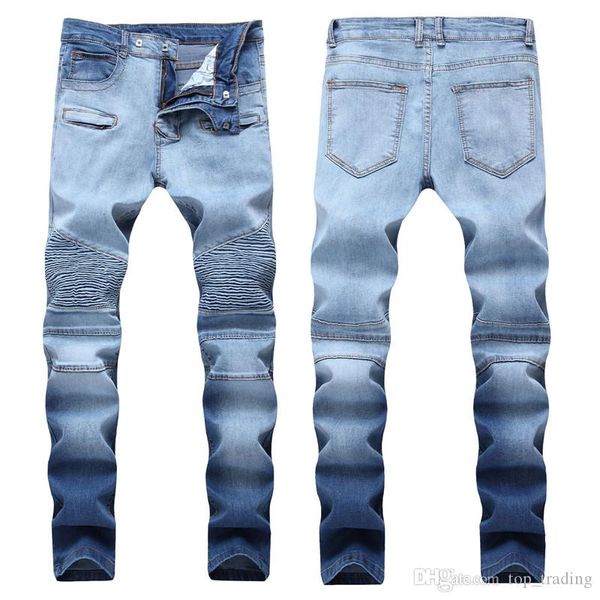 men's distressed ripped skinny jeans fashion mens jeans slim motorcycle moto biker mens denim pants hip hop men jeans, Blue
men's distressed ripped skinny jeans fashion mens jeans slim motorcycle moto biker mens denim pants hip hop men jeans, Blue