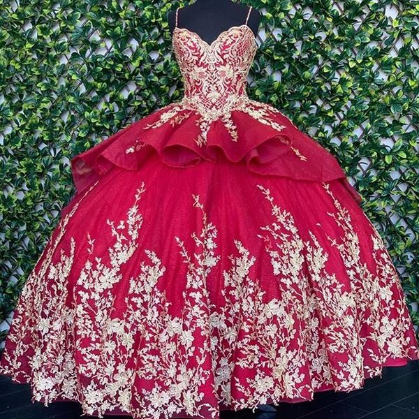 gold floral lace quinceanera dress ruffles spaghetti beaded straps ball gown sweet 16 dress prom long evening formal gowns vestidos de novia, Blue;red
gold floral lace quinceanera dress ruffles spaghetti beaded straps ball gown sweet 16 dress prom long evening formal gowns vestidos de novia, Blue;red