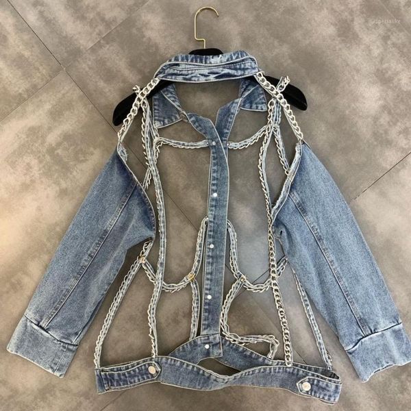 2019 new chains fashion hollow out jacket womens jean denim coats1, Black;brown
2019 new chains fashion hollow out jacket womens jean denim coats1, Black;brown