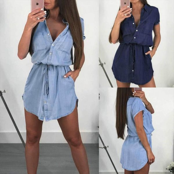 2019 denim синий с коротким рукавом убавьте кнопка воротник лета вскользь платья женщин женщины street wear летнее платье ткань, Black;gray
2019 denim синий с коротким рукавом убавьте кнопка воротник лета вскользь платья женщин женщины street wear летнее платье ткань, Black;gray