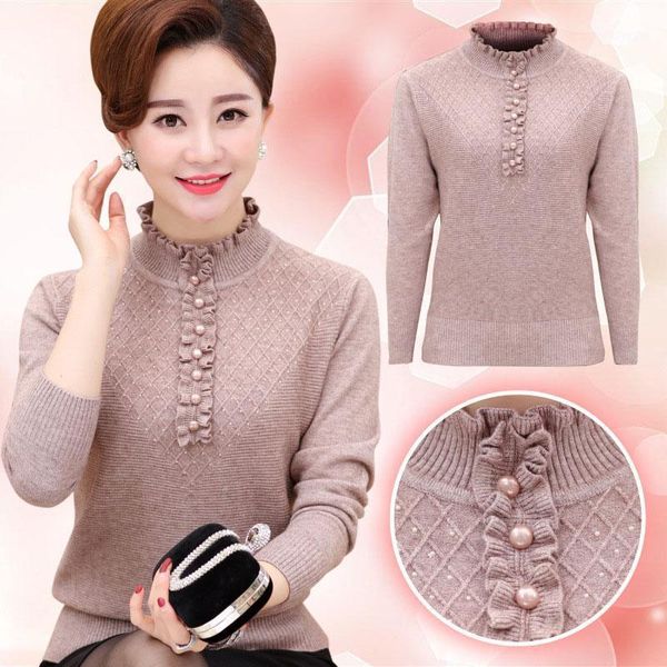 women's sweaters middle-aged knitted sweater women autumn winter pullover bottoming shirt 2021 female casual clothes warm loose knit r5, White;black
women's sweaters middle-aged knitted sweater women autumn winter pullover bottoming shirt 2021 female casual clothes warm loose knit r5, White;black