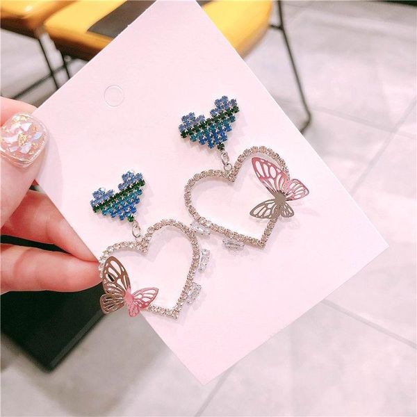 2021 new rhinestone butterfly heart earrings for women personality fashion jewelry pendientes wholesale, Silver
2021 new rhinestone butterfly heart earrings for women personality fashion jewelry pendientes wholesale, Silver