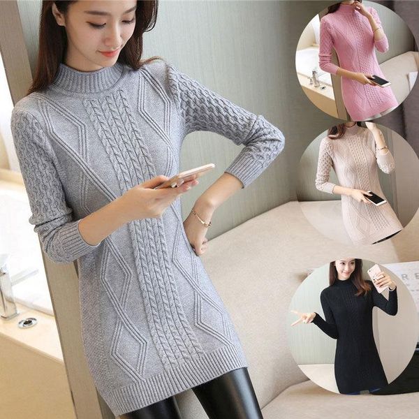 women's sweaters women mid-length sweater dress knit half-high collar pullovers wool all-match fleece bottoming shirt, White;black
women's sweaters women mid-length sweater dress knit half-high collar pullovers wool all-match fleece bottoming shirt, White;black