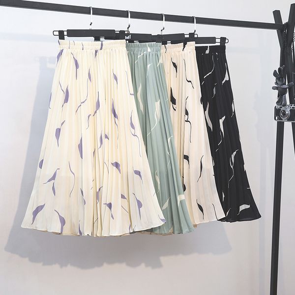 2020 summer new arrival korean style sweet printed chiffon skirt elegant elastic waist pleated skirt women 1014, Black
2020 summer new arrival korean style sweet printed chiffon skirt elegant elastic waist pleated skirt women 1014, Black