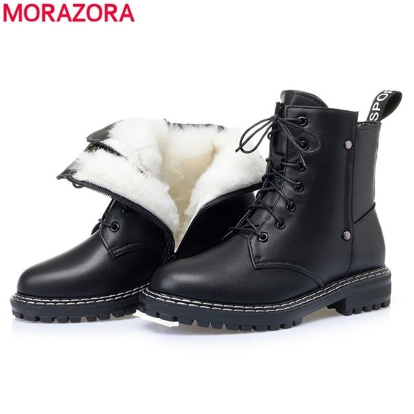morazora 2021 new genuine leather snow women warm wool winter female shoes lace up fashion thick fur ankle boots y200915, Black
morazora 2021 new genuine leather snow women warm wool winter female shoes lace up fashion thick fur ankle boots y200915, Black