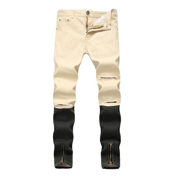 men's new style fashion jeans khaki casual long pants denims unique leg zipper design male stretch skinny ripped cowboy trousers, Blue
men's new style fashion jeans khaki casual long pants denims unique leg zipper design male stretch skinny ripped cowboy trousers, Blue