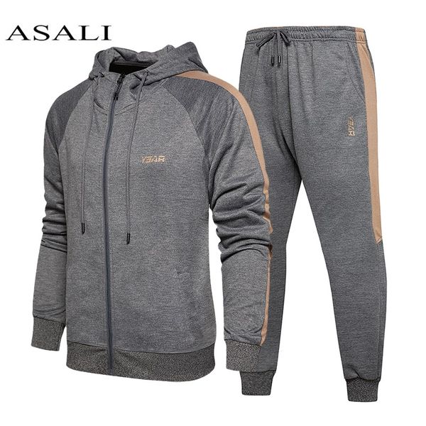outerwear hoodie set 2 pieces male autumn sporting fitness men hooded tracksuit cardigan sweatshirts jacket + pants sets, Gray
outerwear hoodie set 2 pieces male autumn sporting fitness men hooded tracksuit cardigan sweatshirts jacket + pants sets, Gray