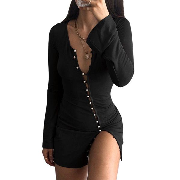 women slim fit dress crew neck solid color long sleeve baggy cuff diagonal button decoration short dress tight elasticity, Black;gray
women slim fit dress crew neck solid color long sleeve baggy cuff diagonal button decoration short dress tight elasticity, Black;gray