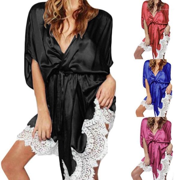 2020 new lingerie summer women's ladies white bride robes kimono robe satin silk lace night wear gown sleepwear1, Black;red
2020 new lingerie summer women's ladies white bride robes kimono robe satin silk lace night wear gown sleepwear1, Black;red