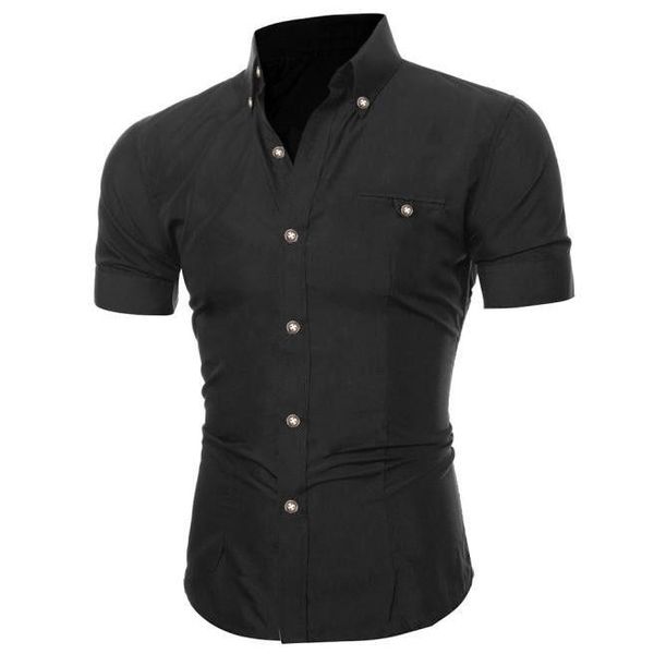 men slim fit shirt short sleeve stylish formal men casual short sleeve social shirts buttons clothing solid plus size, White;black
men slim fit shirt short sleeve stylish formal men casual short sleeve social shirts buttons clothing solid plus size, White;black