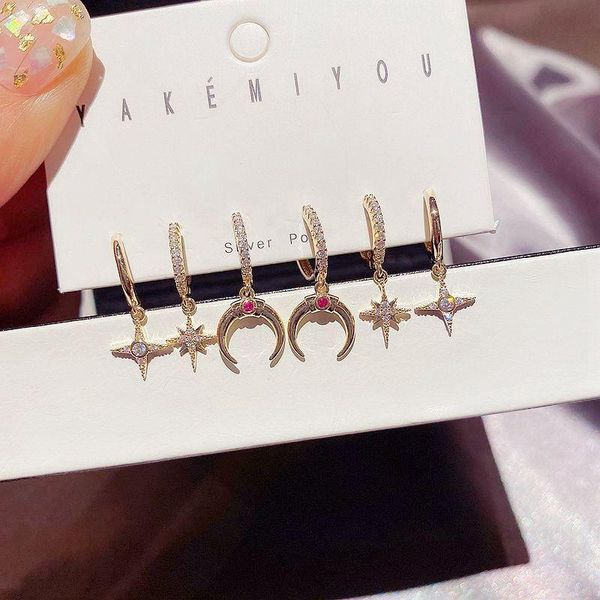 migga 3 pairs cubic zircon paved horn star dangle drop earrings set gold color crystal women jewelry, Silver
migga 3 pairs cubic zircon paved horn star dangle drop earrings set gold color crystal women jewelry, Silver