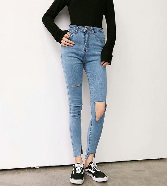 women's jeans 2021 autumn and winter korean version of the hole denim nine pants women, street stretch low waist tight feet women, Blue
women's jeans 2021 autumn and winter korean version of the hole denim nine pants women, street stretch low waist tight feet women, Blue