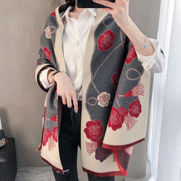 scarves designer camellia print imitation cashmere scarf women winter blanket women's oversized shawl wraps my20211, Blue;gray
scarves designer camellia print imitation cashmere scarf women winter blanket women's oversized shawl wraps my20211, Blue;gray