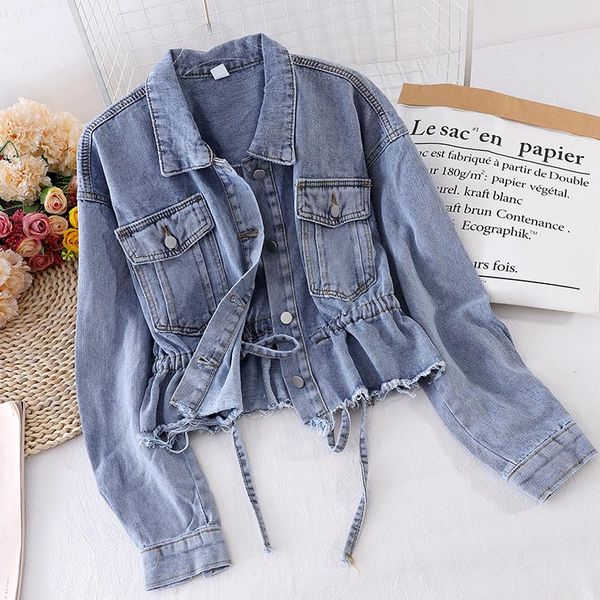 women's jackets korean fashion short women denim jacket woman lace up waist peplum jean, Black;brown
women's jackets korean fashion short women denim jacket woman lace up waist peplum jean, Black;brown