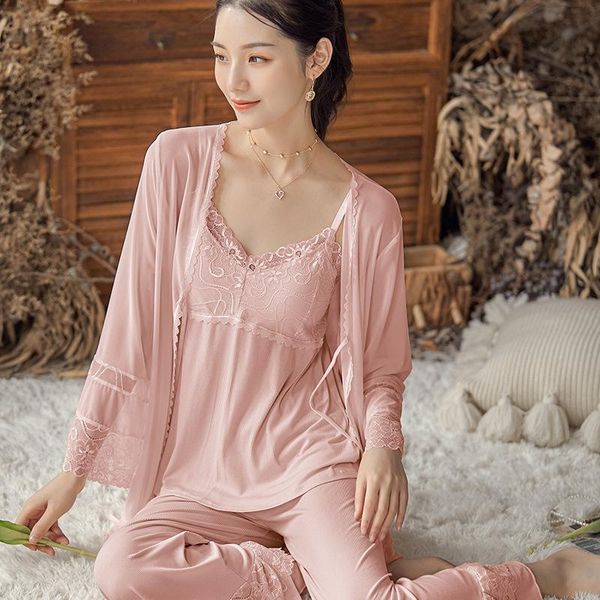 women's sleepwear ladies v-neck lace cool pajamas suspenders trousers three-piece comfortable and breathable stretch casual home servic, Black;red
women's sleepwear ladies v-neck lace cool pajamas suspenders trousers three-piece comfortable and breathable stretch casual home servic, Black;red