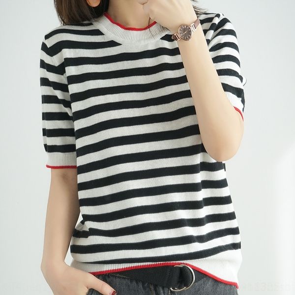 50mz1 sleeve loose twomen's round neck summer t sleeve new cotton knit thin striped shortshirt half ml bottomed shirt thin itzde itzd, White
50mz1 sleeve loose twomen's round neck summer t sleeve new cotton knit thin striped shortshirt half ml bottomed shirt thin itzde itzd, White