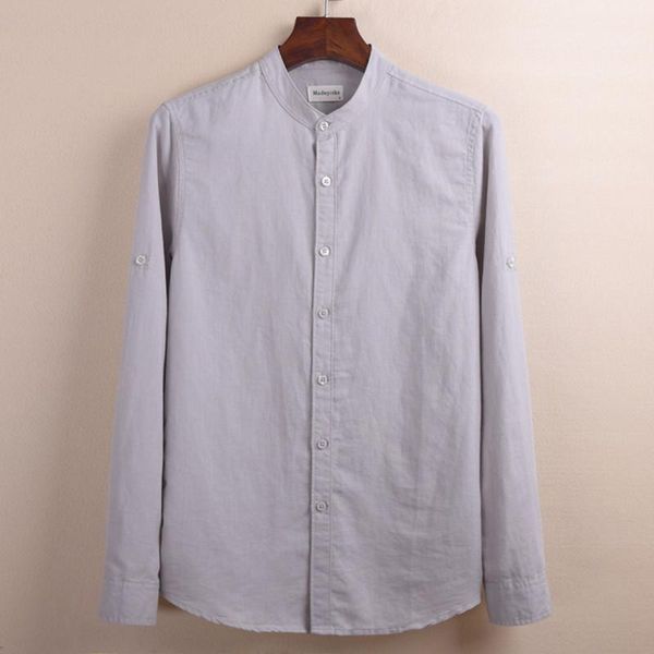 men's casual shirts 2021 chinese style long sleeve shirt men brand fashion solid gray male plus size autumn chemise, White;black
men's casual shirts 2021 chinese style long sleeve shirt men brand fashion solid gray male plus size autumn chemise, White;black