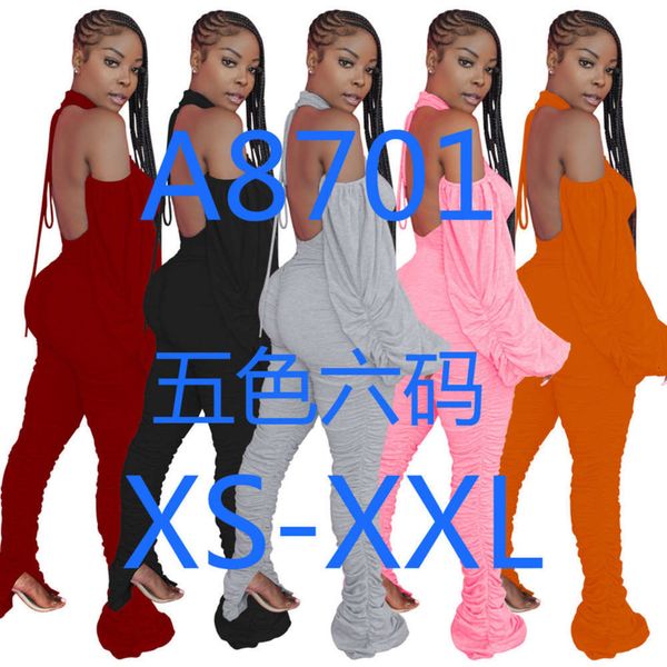 neck a8701 hanging women's fashion pleated split pants bubble sleeve open back jumpsuit, Black;gray
neck a8701 hanging women's fashion pleated split pants bubble sleeve open back jumpsuit, Black;gray