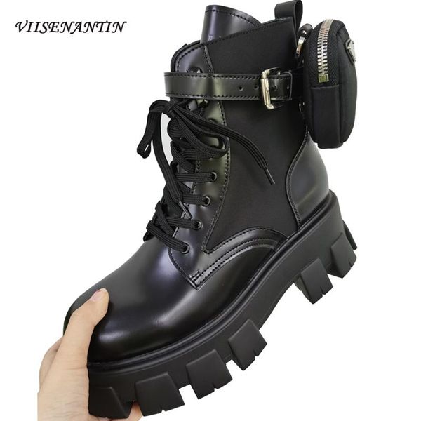 flat platform pocket bag boots ankle boots genuine leather lace up belt buckle shoes 2020 new sapatos for women, Black
flat platform pocket bag boots ankle boots genuine leather lace up belt buckle shoes 2020 new sapatos for women, Black