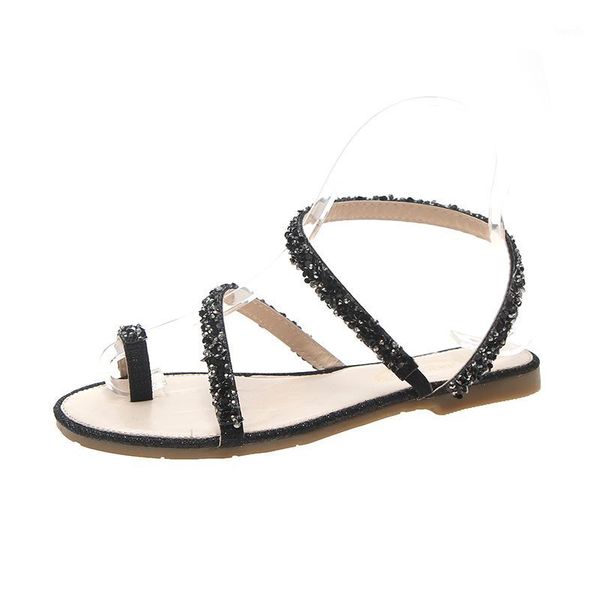 sandals wild rhinestone female 2021 summer fairy style wear flat bottom fashion ins student roman shoes tide1, Black
sandals wild rhinestone female 2021 summer fairy style wear flat bottom fashion ins student roman shoes tide1, Black
