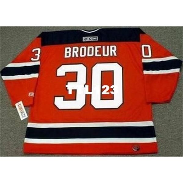 121s #30 martin brodeur new jersey devils 2003 ccm away hockey jersey or custom any name or number retro jersey, Black