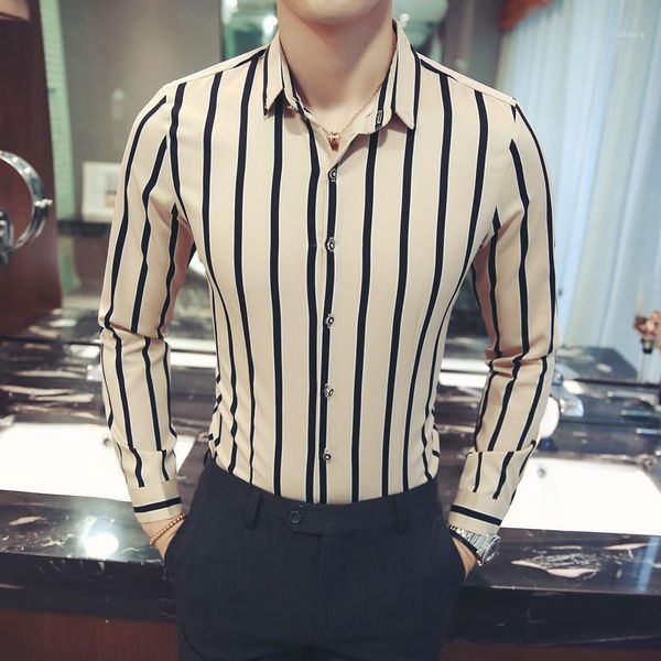 classic striped shirt casual slim fit long sleeve formal business dress shirts streetwear social night club party men clothes1, White;black
classic striped shirt casual slim fit long sleeve formal business dress shirts streetwear social night club party men clothes1, White;black