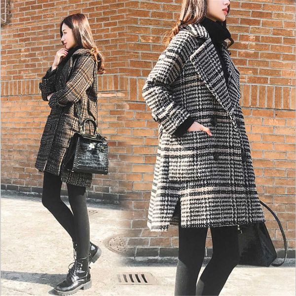 winter coat female notched warm checkered woolen women's coats fleece office lady 2019 vintage long overcoat woman, Black
winter coat female notched warm checkered woolen women's coats fleece office lady 2019 vintage long overcoat woman, Black