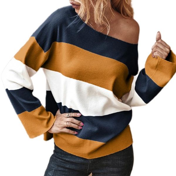 women round neck knitted sweater drop shoulder casual long sleeve pullover 91, White;black
women round neck knitted sweater drop shoulder casual long sleeve pullover 91, White;black
