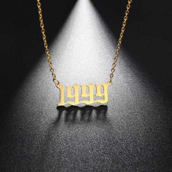 2020 количество нержавеющей стали год ожерелье для женщин мужчины год от 1980 до 2020 серебро цвет золото цвет цепь подарок на день рождения, Golden;silver