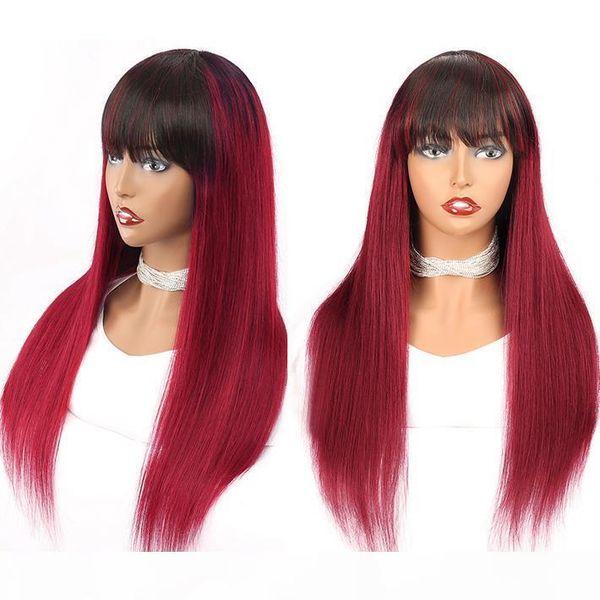burgundy straight wig machine made brazilian remy human hair wigs with bangs for black women colored 1b red ombre glueless wig non lace, Black;brown
burgundy straight wig machine made brazilian remy human hair wigs with bangs for black women colored 1b red ombre glueless wig non lace, Black;brown