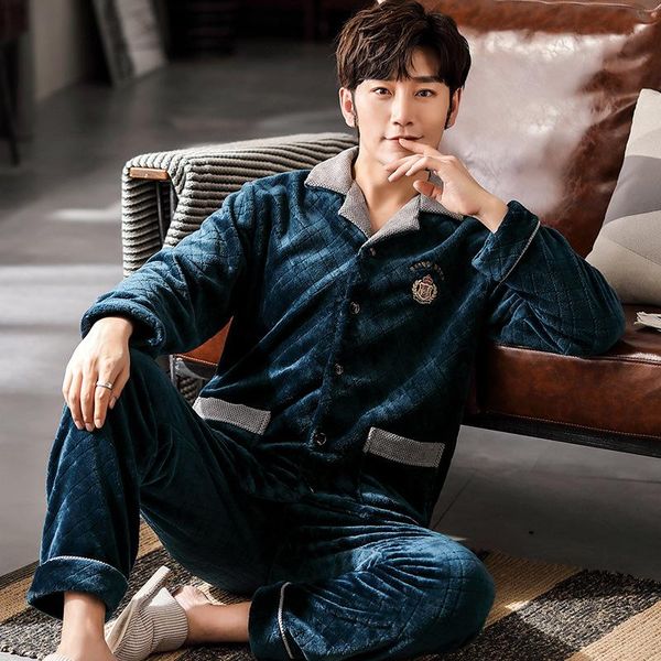 men's sleepwear winter flannel pajamas young and middle-aged lapel thickened coral fleece leisure sleep suit pajama set, Black;brown
men's sleepwear winter flannel pajamas young and middle-aged lapel thickened coral fleece leisure sleep suit pajama set, Black;brown