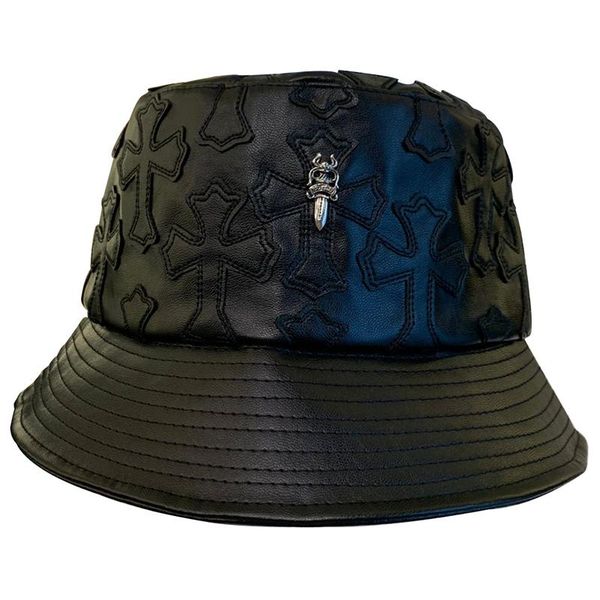 autumn and winter leisure basin hat fashion cross hardware pattern pu leather ladies fisherman hat, Blue;gray
autumn and winter leisure basin hat fashion cross hardware pattern pu leather ladies fisherman hat, Blue;gray