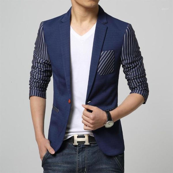 men casual slim fit stripe brand blazer suit jacket blue coat male clothing one button blazer masculine wholesale1, White;black 
men casual slim fit stripe brand blazer suit jacket blue coat male clothing one button blazer masculine wholesale1, White;black