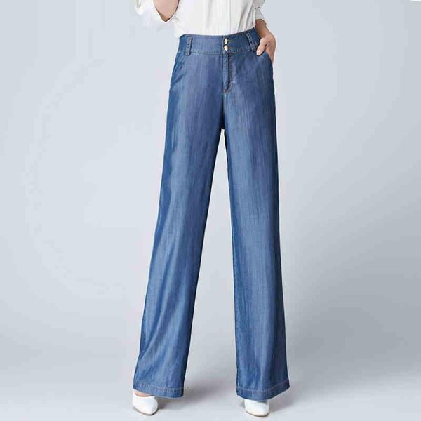 women's jeans autumn summer fashion casual woman washed high waisted wide leg denim trousers , spring loose pants for, Blue 
women's jeans autumn summer fashion casual woman washed high waisted wide leg denim trousers , spring loose pants for, Blue
