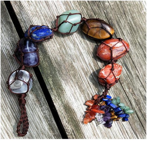 7 chakra tumbled tassel spiritual meditation hanging/window/feng shui ornament healing reiki stones car/home de qylkbp, Black
7 chakra tumbled tassel spiritual meditation hanging/window/feng shui ornament healing reiki stones car/home de qylkbp, Black