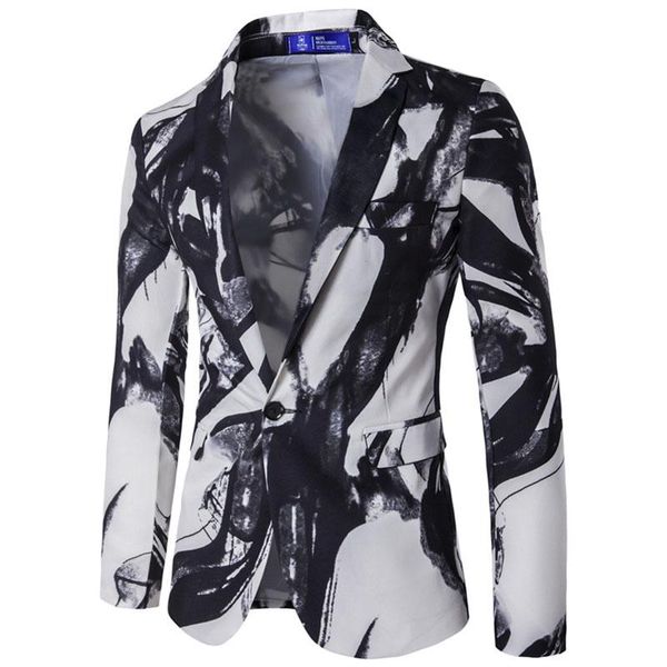 male suit blazer single button printed mens blazer jacket chinese style ink painting vintage suits luxury formal dress, White;black
male suit blazer single button printed mens blazer jacket chinese style ink painting vintage suits luxury formal dress, White;black