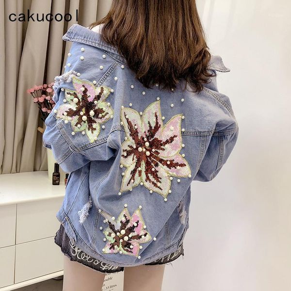 cakucool denim jacket women spring pearls beading sequins floral outerwear loose casual jean coat korea frayed maxi jacket women1, Black;brown
cakucool denim jacket women spring pearls beading sequins floral outerwear loose casual jean coat korea frayed maxi jacket women1, Black;brown