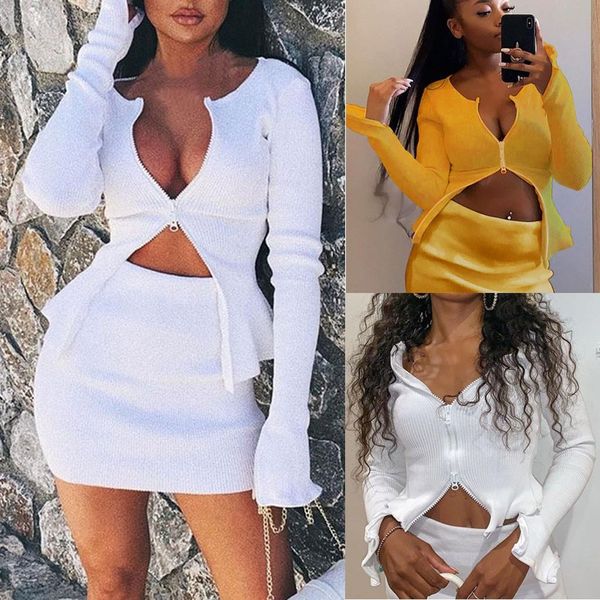 winter 2 pieces sets outfits women party casual double zipper skirt suit long sleeve crop mini skirt clothes #281024, Gray
winter 2 pieces sets outfits women party casual double zipper skirt suit long sleeve crop mini skirt clothes #281024, Gray