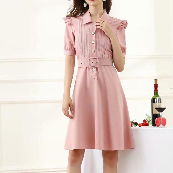 new fashion 2020 runway dress women's turn-down collar short sleeve sashes ruffles dress1, Black;gray
new fashion 2020 runway dress women's turn-down collar short sleeve sashes ruffles dress1, Black;gray